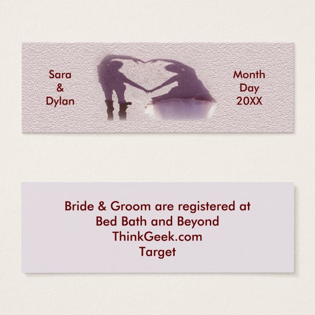 Bridal Couple Silhouette Herz Sand Registrierungsk (Vorne & Hinten)