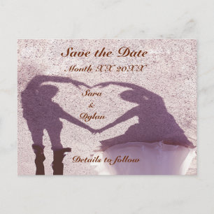 Bridal Couple Silhouette Herz Sand Save the Date Ankündigungspostkarte