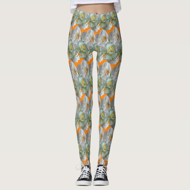 Bridal Crown Daffodis Muster Legging Leggings (Vorderseite)