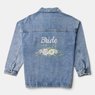 Bridal Denim Jacket mit Rose und Typografie Jeansjacke