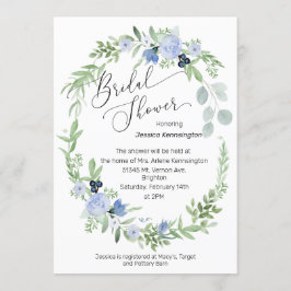 Bridal Dusche Einladung Blue Watercolor