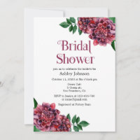 Bridal Dusche Einladung Dahlien. Burgund lädt