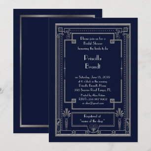 Bridal Dusche Einladung, Gatsby Gold Silber Einladung