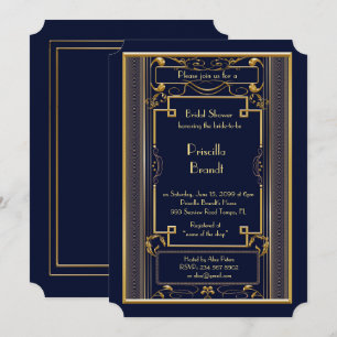 Bridal-Dusche Einladung, großartige Gatsby-Goldmar Einladung