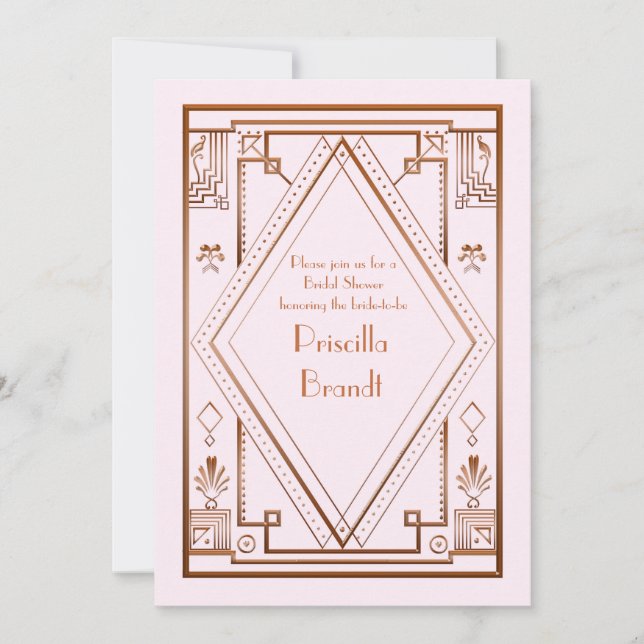 Bridal Dusche Einladung, großartiger Gatsby, goldf Einladung (Vorderseite)