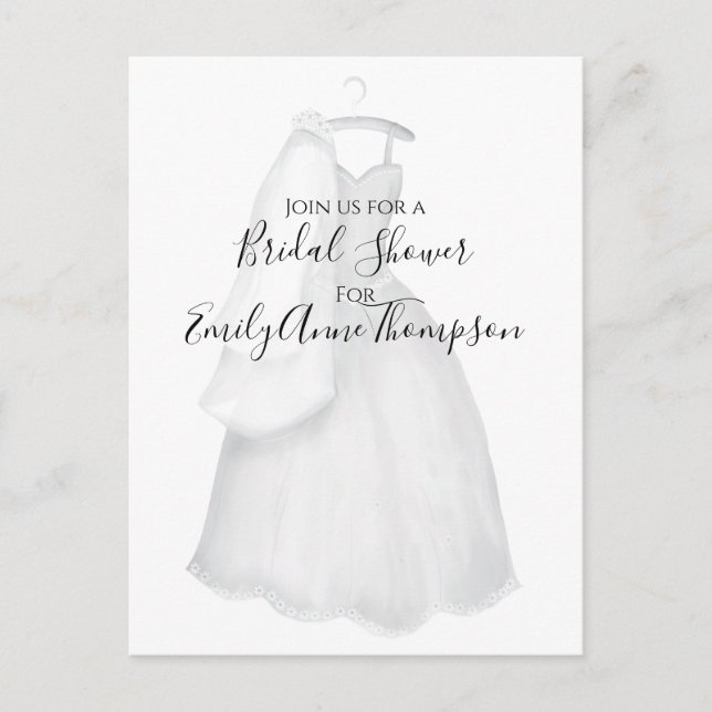 Bridal Dusche Einladung Hübsch schlicht Elegant Postkarte (Vorderseite)