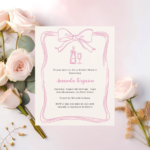 Bridal-Dusche Einladung in Cream Pink, handgezeich