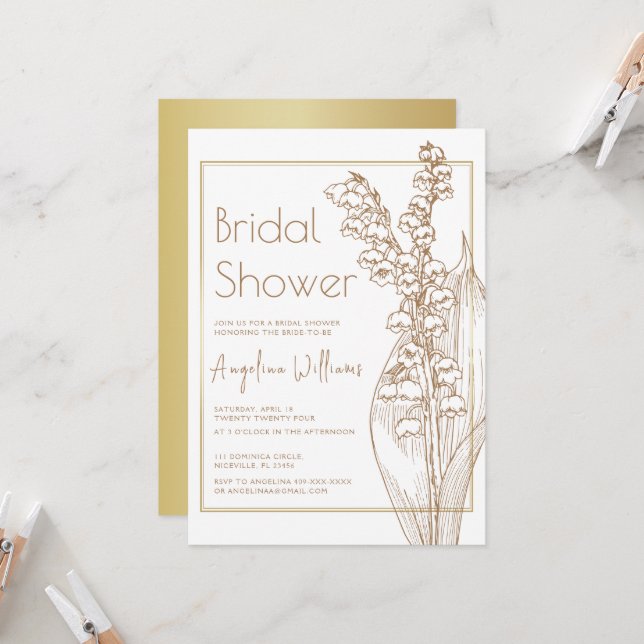 Bridal Dusche Einladung Lilien des Tals (Vorderseite/Rückseite Beispiel)