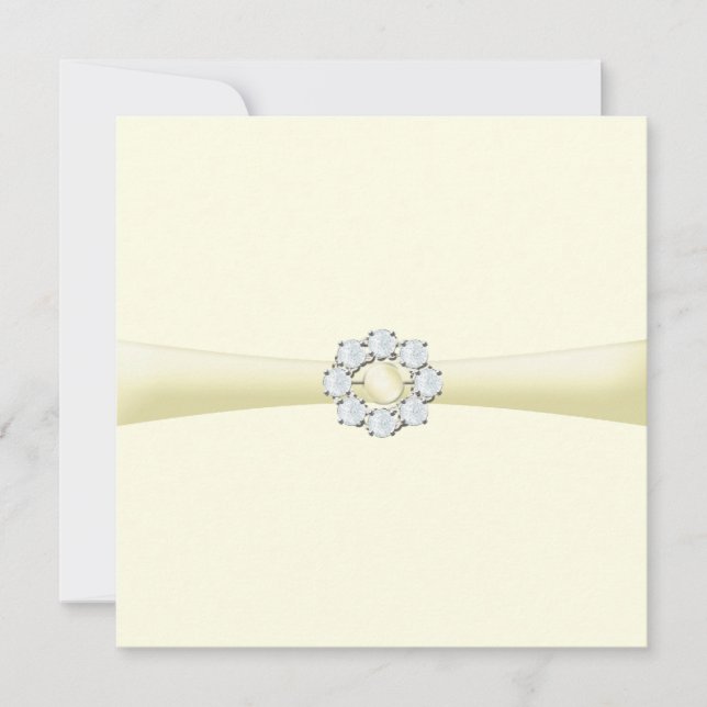 Bridal-Dusche Einladung Pearl & Diamond Broach (Vorderseite)