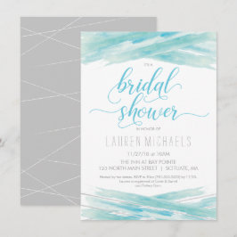 Bridal-Dusche Einladung - Wasserfarbe, Blausilber