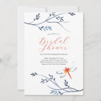 Bridal Dusche Einladungen Elegante Rote Libelle