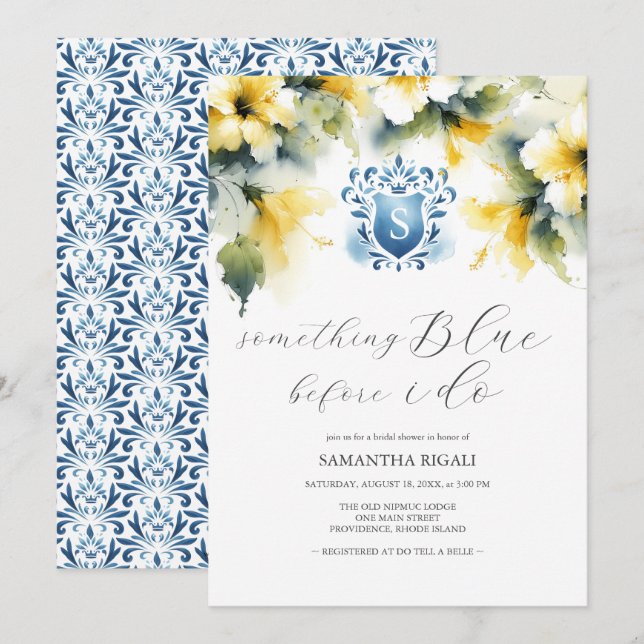 Bridal Dusche Einladungen etwas Blau (Vorne/Hinten)
