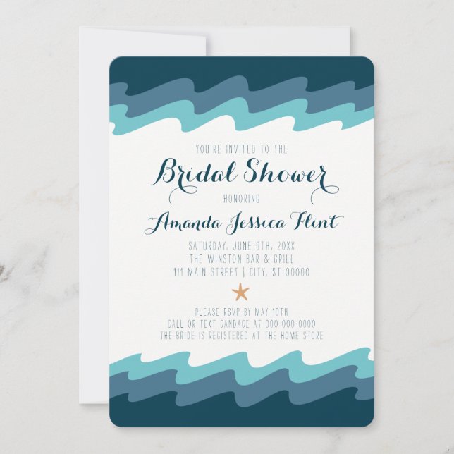 Bridal-Dusche für Beach Themed - Blaue Welle Einladung (Vorderseite)