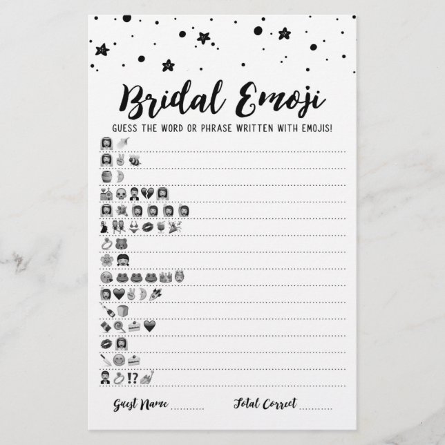 Bridal emoji game with Answers Brautparty game (Vorderseite)