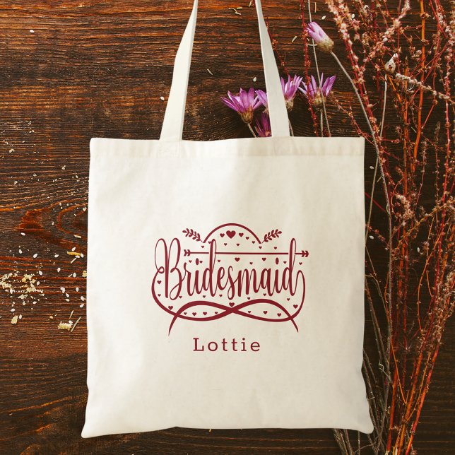 Bridal Favor Bridesmaid Simple Elegant Burgundy Tragetasche (Von Creator hochgeladen)