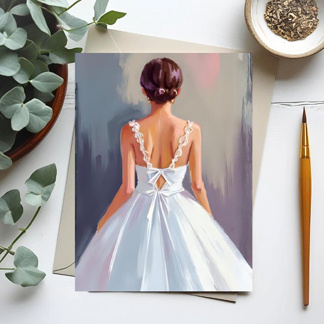 Bridal Gown | White Lace Dress Watercolor Postkarte (Von Creator hochgeladen)