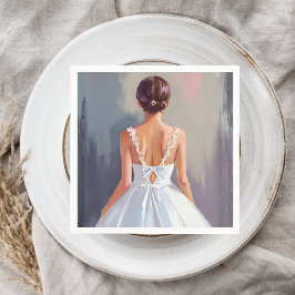 Bridal Gown | White Lace Dress Watercolor Serviette