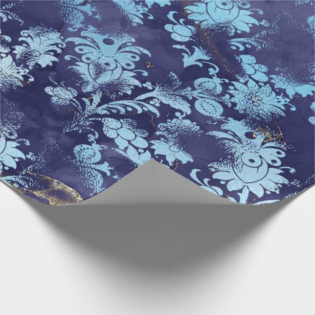 Bridal Grungy Shabby, Blume der Blauen Marine Geschenkpapier (Ecke)