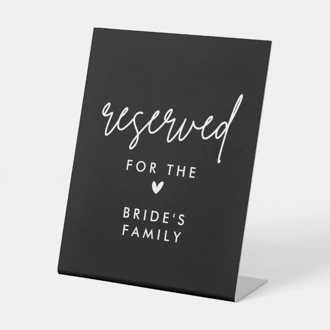 Bridal-Hochzeitstische, schwarz reserviert Sockelschild (Vorderseite)