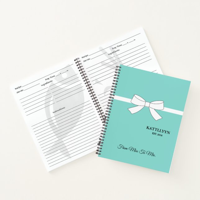 Bridal Kitchen Show Persönliches Rezept Tiara Part Notizbuch (Innenseite)