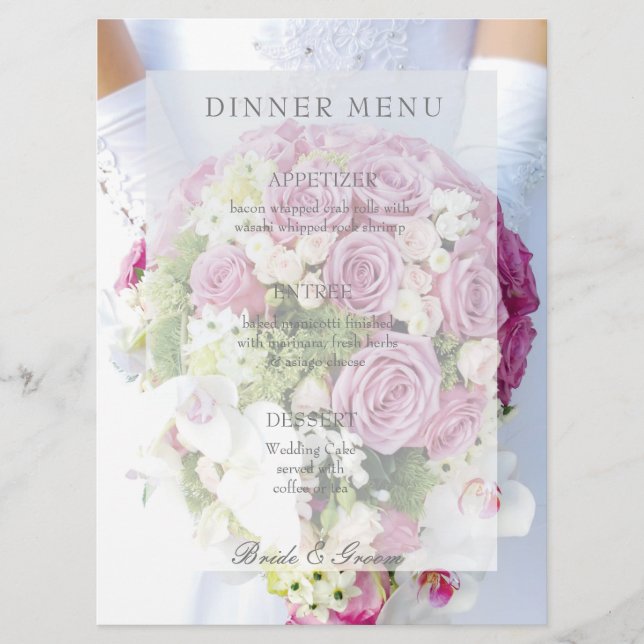 Bridal Lace Blume bearbeitbares Hochzeitsmenü Menükarte (Vorderseite)