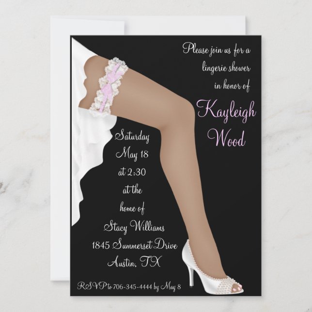 Bridal Lingerie Dusche Personalisierte ethnische Einladung (Vorderseite)