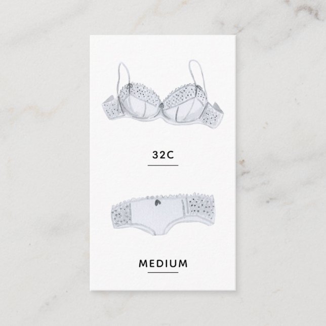 Bridal Lingerie Size Insert Card (Vorderseite)
