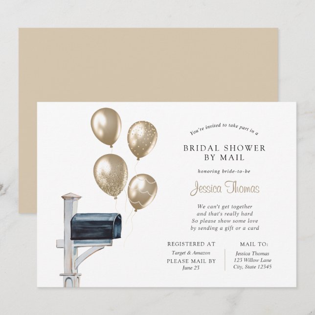 Bridal Long Distance Dusche per Mail Einladung (Vorne/Hinten)