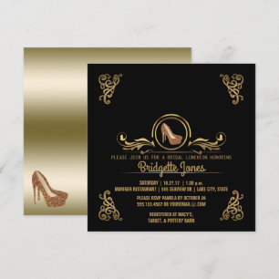 Bridal Luncheon Black Gold Hochzeitliches Brautpa Einladung
