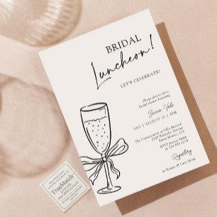 Bridal Luncheon Champagne Black Bow Brautparty Einladung