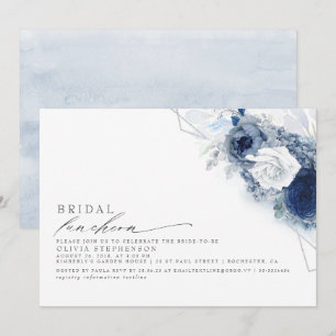 Bridal Luncheon Dusty Blue Floral Brautparty in Einladung