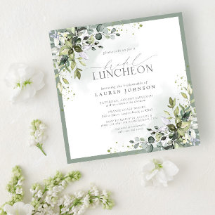 Bridal Luncheon Floral Dusty Blue Eucalyptus Einladung