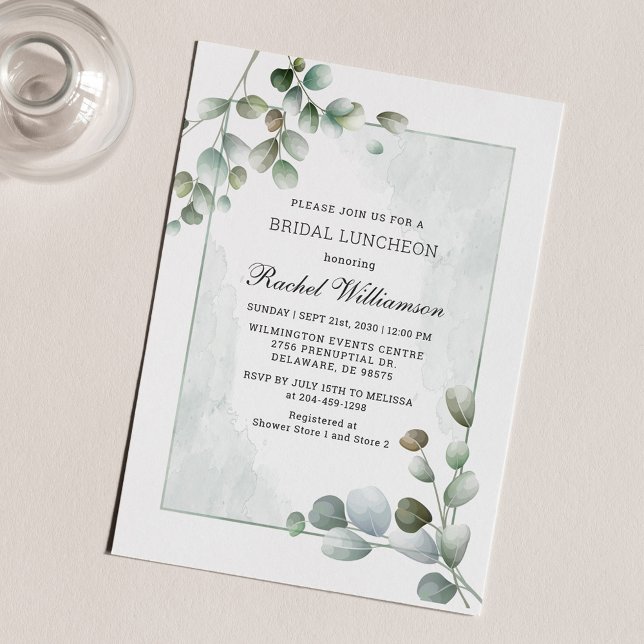 Bridal Luncheon Watercolor Eukalyptus Greenery Einladung (Watercolor Eucalyptus Greenery Foliage Bridal Shower Luncheon Invitation)