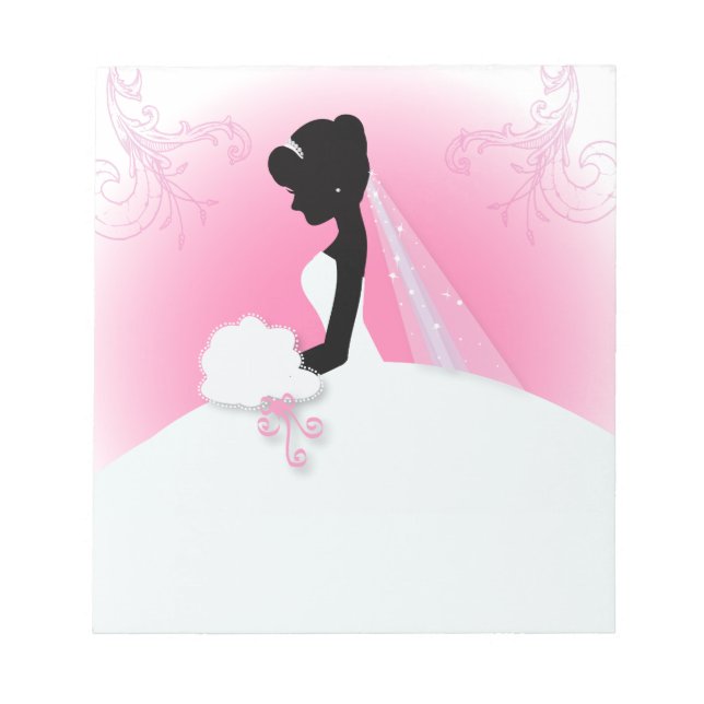 Bridal Mrs Right Pink Braut Silhouette Notizblock (Vorderseite)