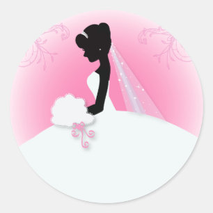 Bridal Mrs Right Pink Braut Silhouette Runder Aufkleber