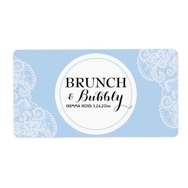 Bridal oder Baby Dusche Lace Mini Champagne Label (Vorne)