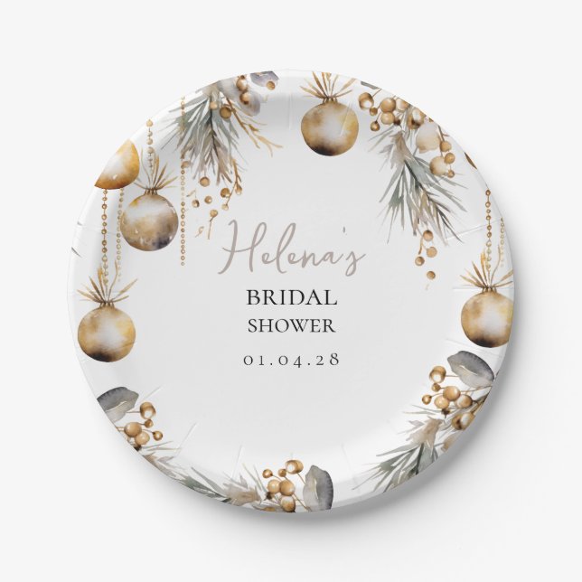 Bridal-Papierplatte | Holly Christmas Theme Pappteller (Vorderseite)