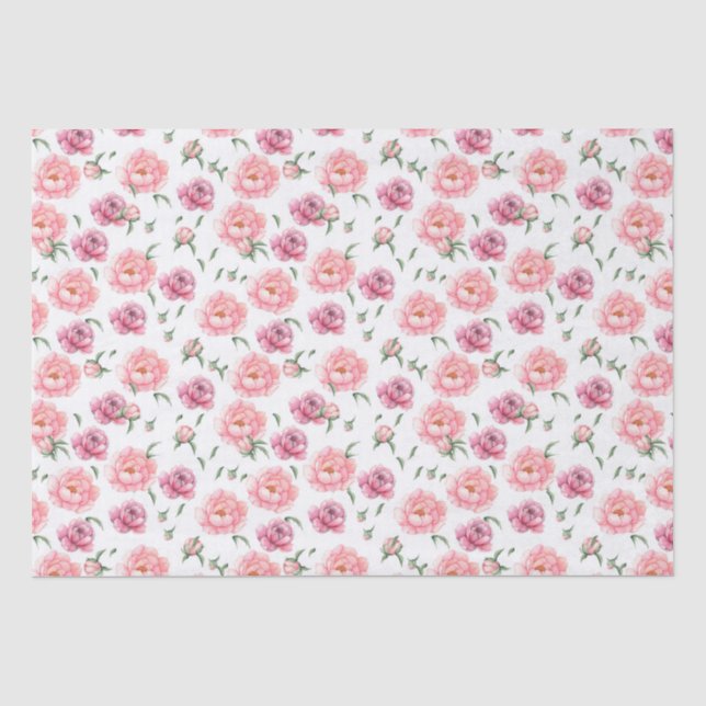 Bridal Pink Watercolor Peonies Seidenpapier (Vorderseite)