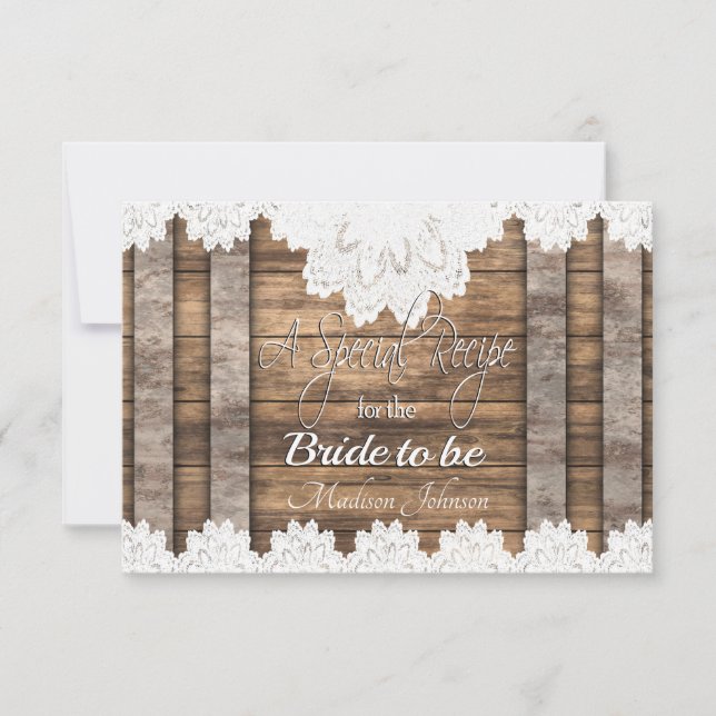 Bridal Rezept in einem rustikalen Holz und Spitzen (Vorderseite)