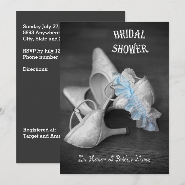 Bridal Shoes und Garter Gürtel Brautparty laden ei Einladung (Vorne/Hinten)