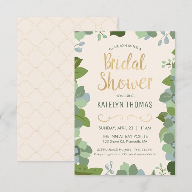 Bridal Showeinladung - Garten, Custom, Floral Einladung (Vorne/Hinten)
