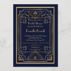 Bridal Showeinladung, großartige Gatsby, Marine, G Einladung