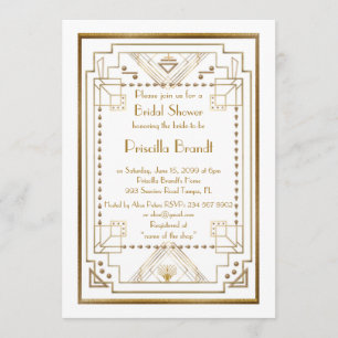 Bridal Showeinladung, großartiger Gatsby, weiß, go Einladung