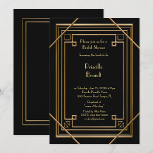 Bridal Showeinladung, großartiges Gatsby Gold schw Einladung