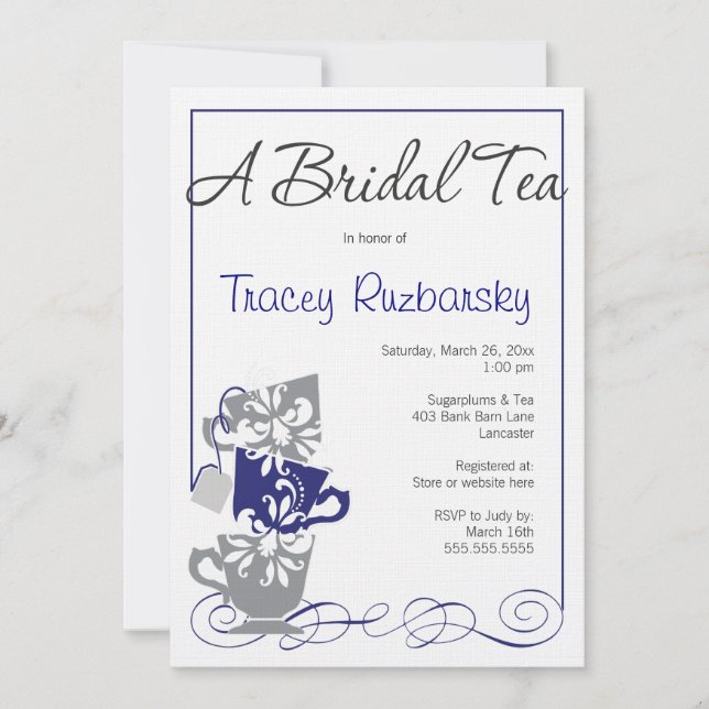 Bridal Showeinladung - Tee Einladung (Vorderseite)