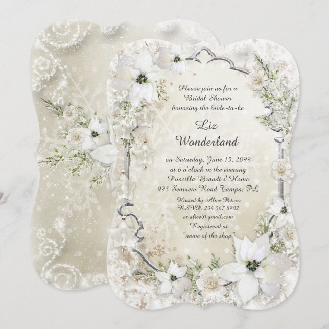 Bridal Showeinladung, Winter Wonderland, Halterung Einladung (Vorne/Hinten)