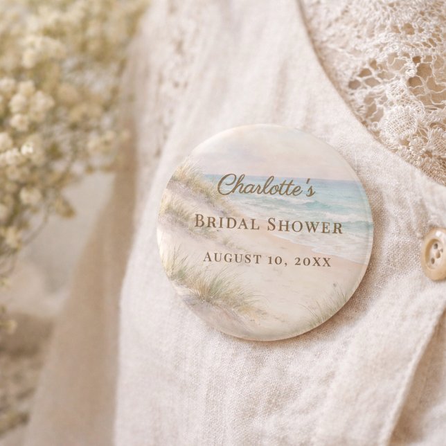 Bridal Shower beach coastal elegant Button (Von Creator hochgeladen)