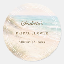 Bridal Shower beach coastal elegant Runder Aufkleber