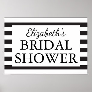 Bridal Shower Black & White Stripes Poster