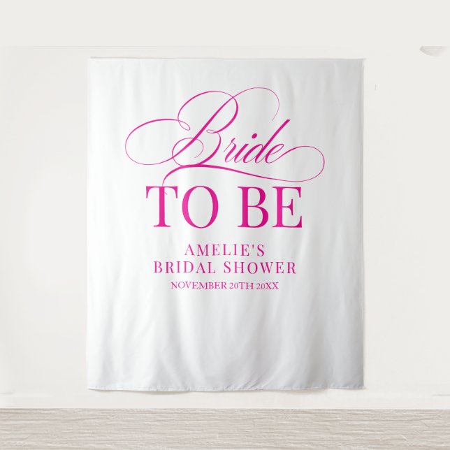 Bridal shower Bride to Be backdrop pink Wandteppich (Vorderseite)